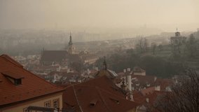 Prague, Czechia - December 28, 2024: 
Winter View of Prague from Above: A Frost-Kissed Cityscape of Historic Architecture and Iconic Landmarks in a Chilly Atmosphere. Zoom out transition. - Powered by Shutterstock - Get 15% off with code: PIKWIZARD15