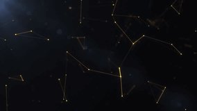 Abstract plexus background of golden lines and dots connection in the space. Star constellations, plexus network structure. Big data, technology, business, and presentations. Luxury golden lines. 4k. - Powered by Shutterstock - Get 15% off with code: PIKWIZARD15