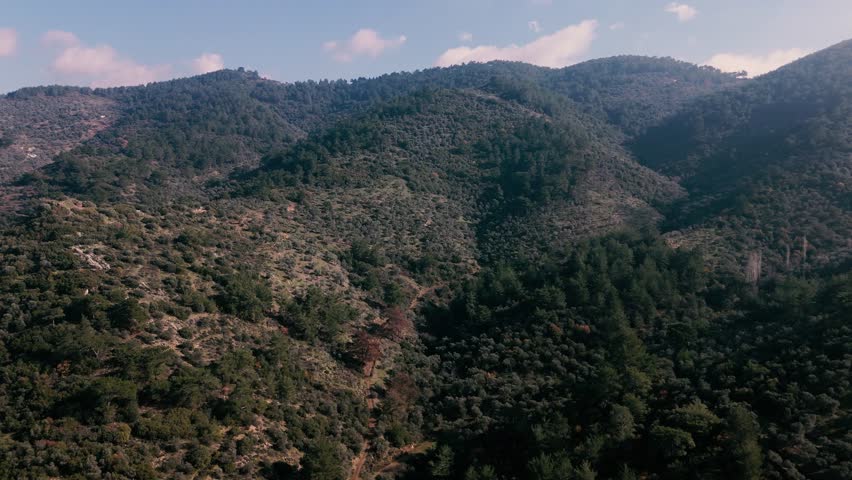 Scenic Landscape Showcasing the Beauty of Nature with Lush Vegetation Covering Rolling Hills Under a Clear Blue Sky