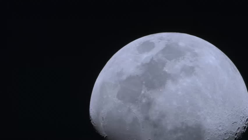 Close Up Of Moon In The Darkness Of Night, telescope view.