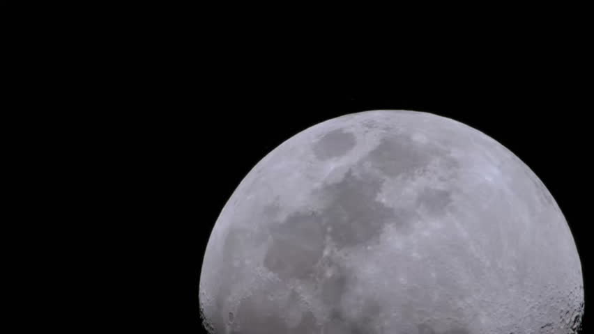 Close Up Of Moon In The Darkness Of Night, telescope view.