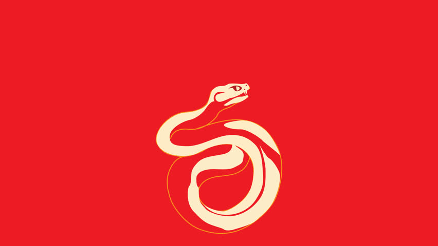 Animated Happy Chinese New Year 2025. Year of the Snake. Chinese New Year symbol on red background.