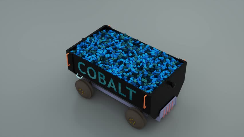 Mining industry, Shiny Cobalt packed mining cart.