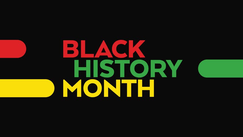 black history month colorful motion graphics seamless loopable text animation on white or black background great for wishing and celebrating awareness for black history month