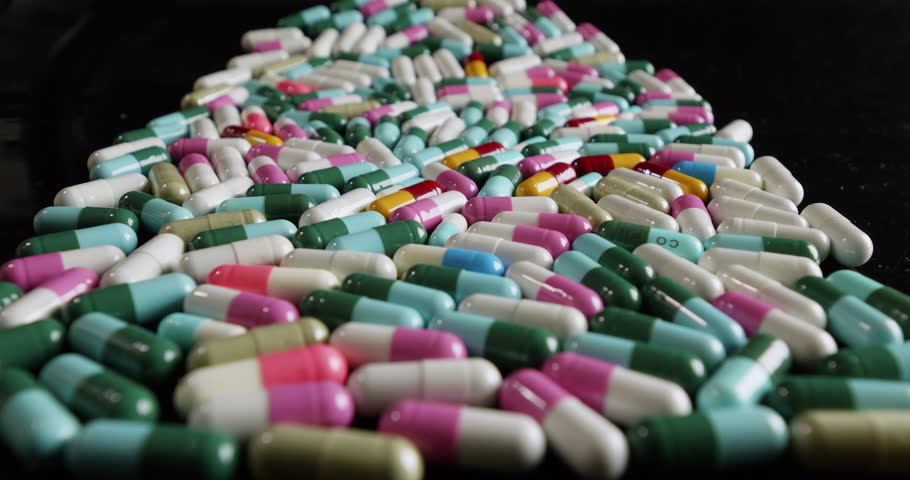 Close up of pill capsule pack., Dolly shot 
