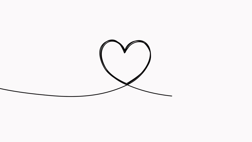Heart shape continuous one line drawing video. Love symbol animation.