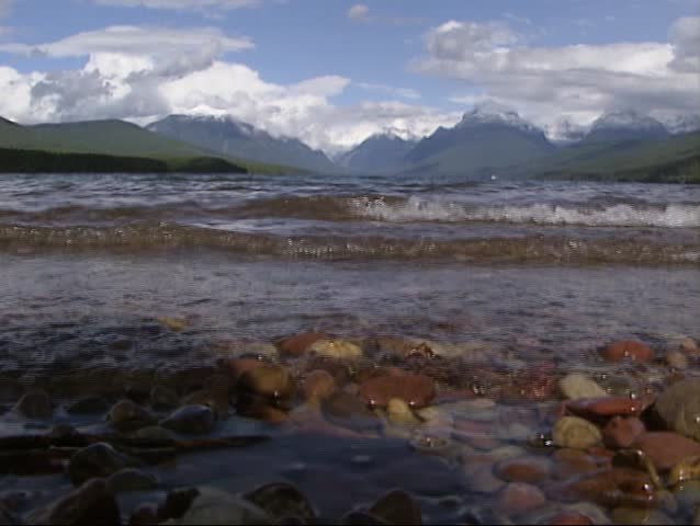 Lake McDonald rippling water - low angle.  Lake McDonald is the largest lake in Glacier National Park.