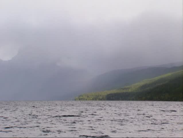 Rain shower above Lake McDonald, the largest lake in Glacier National Park.