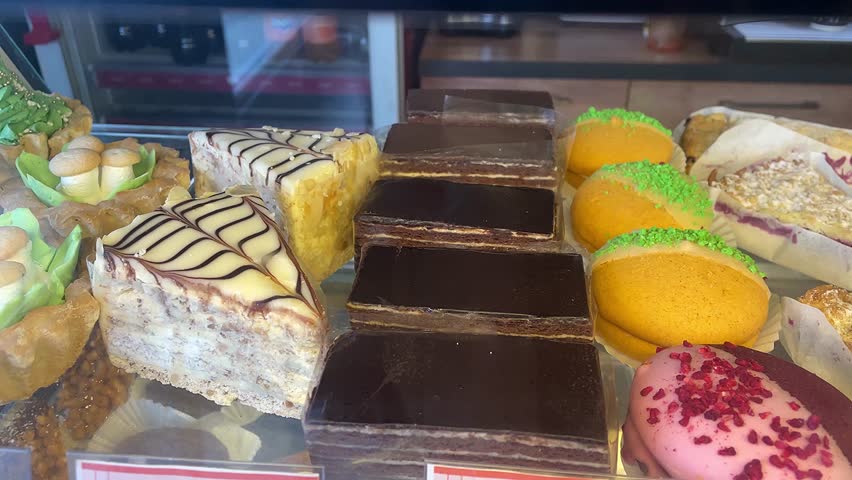 Various delicious desserts on display, food, sweet, delicious, treat, pastry, snack, confectionery, cake, tasty, party, festive, bakery