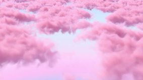 Pink clouds in a fantasy sky. Camera moving through pink cumulus seen from above. Background of beautiful pink fluffy clouds in the turquoise sky. Celestial sky full of clouds. Flying through clouds. - Powered by Shutterstock - Get 15% off with code: PIKWIZARD15