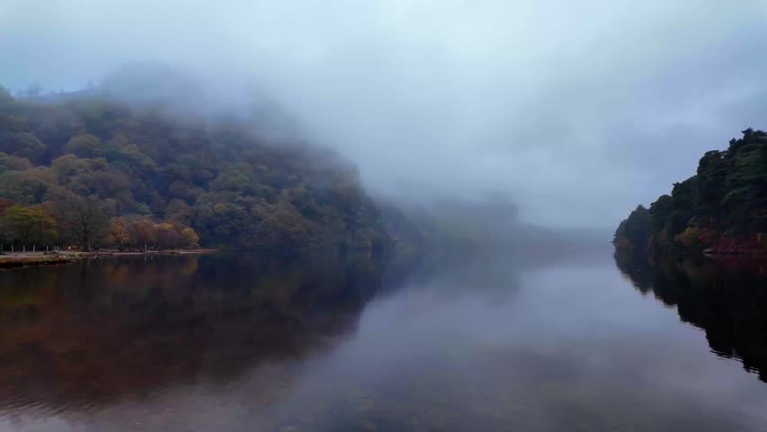 Ireland Epic Locations moody winter landscape Upper Lake Glendalough wicklow Ireland frosty misty morning