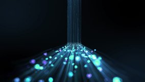 Abstract digital data transfer with colorful vertical lines. 3D Animation of neural network. Concept: chatbot, artificial intelligence, deep learning. Glowing neon lines. Information. 3D Illustration - Powered by Shutterstock - Get 15% off with code: PIKWIZARD15