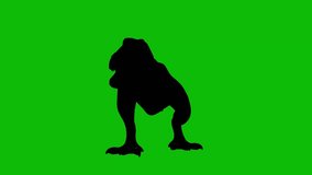 Silhouette of a tyrannosaurus rex (T-Rex) dinosaur roaring on green screen, front view. Animal silhouettes, seamless loop 3D animation. You can easily remove the green screen using any video editor. - Powered by Shutterstock - Get 15% off with code: PIKWIZARD15