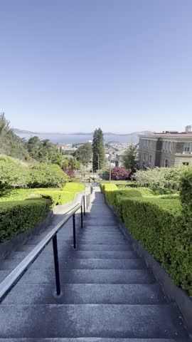 Steps down Pacific Heights in San Francisco, California