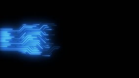 Bright blue neon circuit board lines. Abstract technology neon circuit board. Digital circuit board components. Modern technical design. To refer to electricity supply. 4k video with black .. - Powered by Shutterstock - Get 15% off with code: PIKWIZARD15