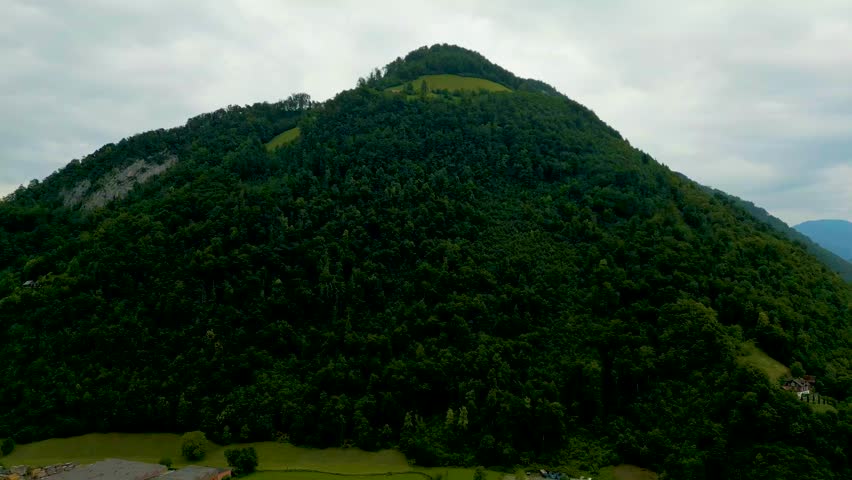 4K Drone Video of Scenic Village at the base of Stanserhorn Mountain in Stans, Switzerland