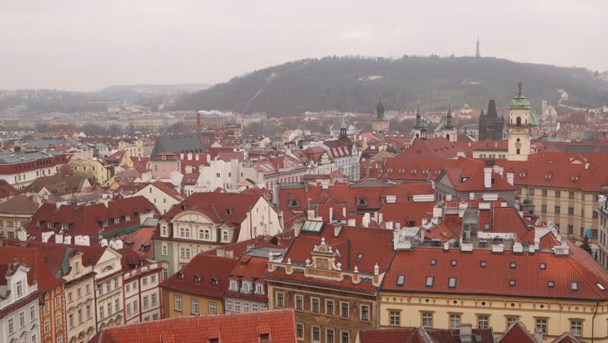 Aerial panoramic view of stare mesto Prague old town with medieval architecture building , Czech Republic capital city