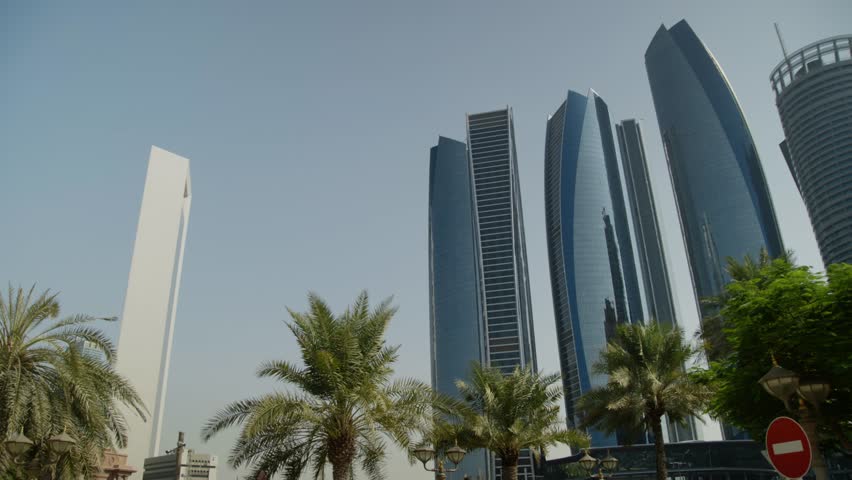 Etihad Towers Abu Dhabi With five stunning towers that sparkle iridescently in the sunshine,  Abu Dhabi city scape.
