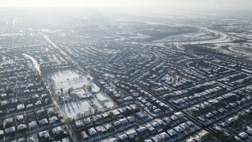 Suburban Winter in Montreal, Quebec, Canada