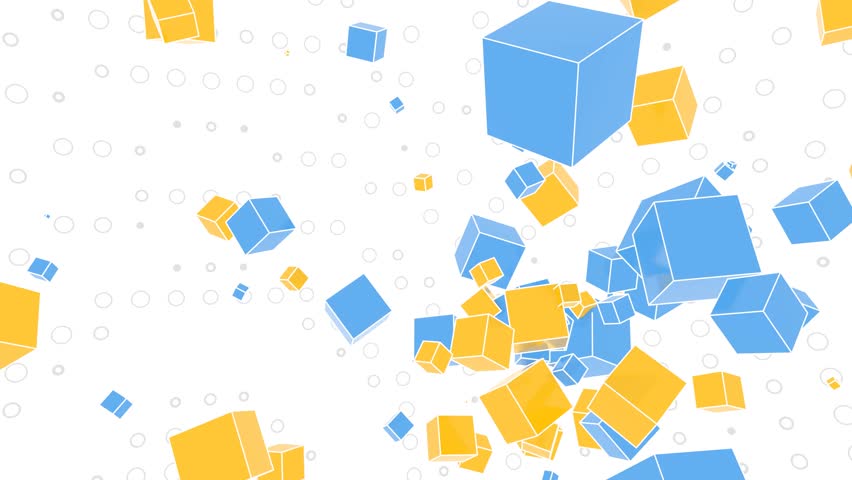 VJ Pop Cube Particle Cute Light blue Yellow 3d render loop