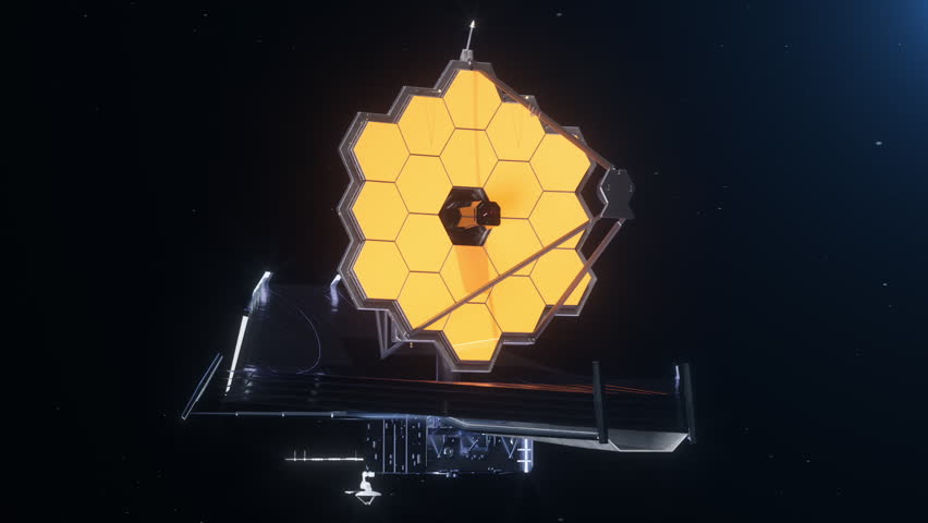 The James Webb space telescope on the background of a planet. The concept of space research