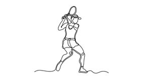 Abstract girl tennis player, lawn tennis,sport, Self drawing animation one continuous line draw, logo - Powered by Shutterstock - Get 15% off with code: PIKWIZARD15