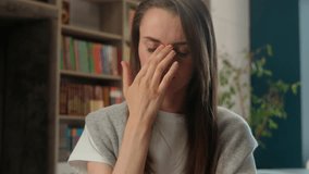 Tired Caucasian woman female girl teacher student school exhausted education learning study stressed headache overworked sad upset university migraine painful head problem ache library suffer college - Powered by Shutterstock - Get 15% off with code: PIKWIZARD15