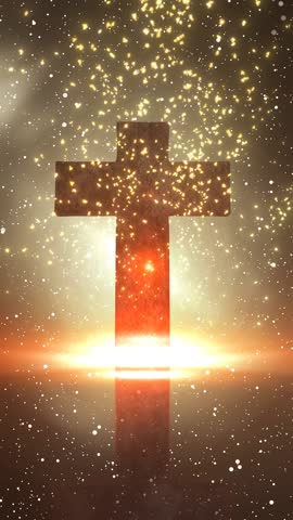 Cross symbol appears from below with particle effects