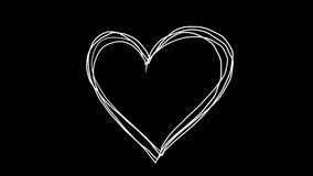 Self drawing heart shape outlined several times, 2d animation white continuous line drawing on black background, Motion graphic video, Minimalist concept of love - Powered by Shutterstock - Get 15% off with code: PIKWIZARD15