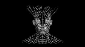 Polygonal 3D animation of a human head with abstract mesh structure. Futuristic geometric motion showing digital transformation, modern design, and low poly modeling in high-tech visual style. - Powered by Shutterstock - Get 15% off with code: PIKWIZARD15