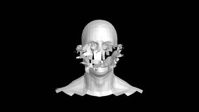 Polygonal 3D animation of a human head with abstract mesh structure. Futuristic geometric motion showing digital transformation, modern design, and low poly modeling in high-tech visual style. - Powered by Shutterstock - Get 15% off with code: PIKWIZARD15