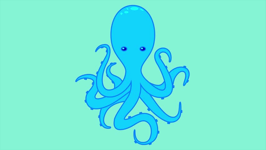 Blue Octopus. Abstract loop animation