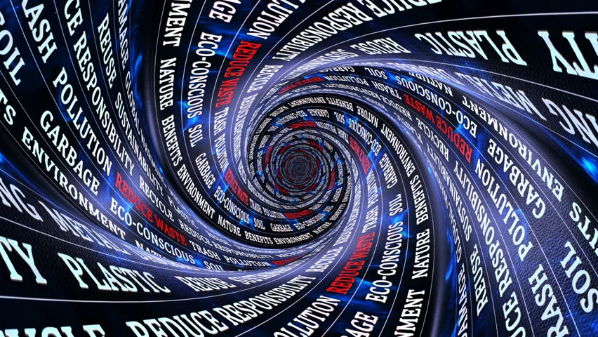 REDUCE WASTE Keywords on the Tunnel Walls, Animation, Background, Loop
