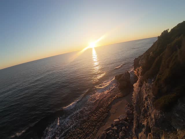 Sunset coastal landscape. High quality FullHD footage