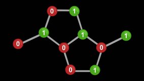 video animation icon molecular structure with number 0 and 1 of binary code system, in nanotechnology or biotechnology concept, on a transparent background with alpha channel set to zero - Powered by Shutterstock - Get 15% off with code: PIKWIZARD15