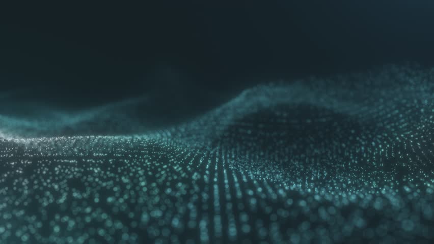 Abstract Aqua Particle Wave Flowing in Deep Blue Space