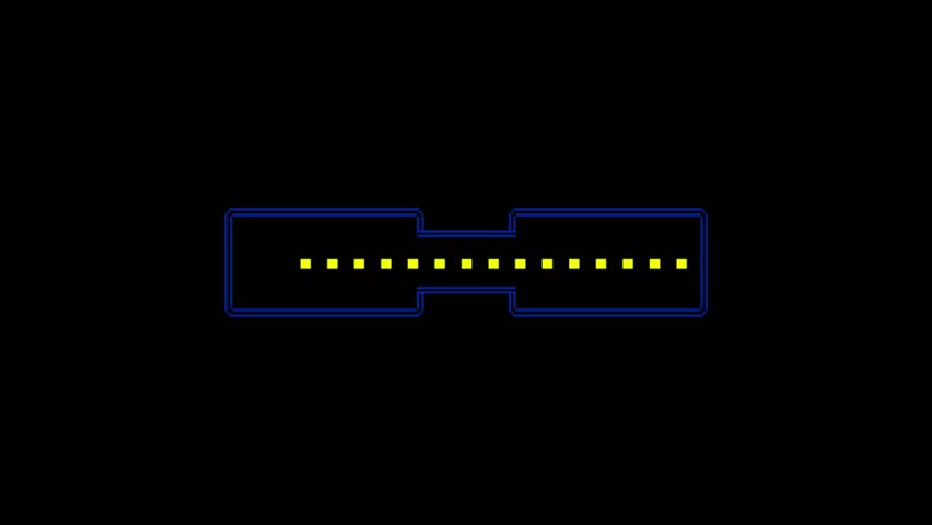 Animated circle eats dots preloader. Retro game. Waiting process. 4K video footage with transparency. Website loader. Colorful loading progress icon animation for web UI design.