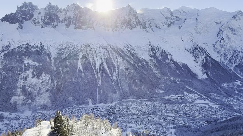 A view from snowy mountain Mont Blanc