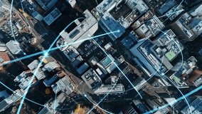 Aerial view of the city and communication network concept - Powered by Shutterstock - Get 15% off with code: PIKWIZARD15