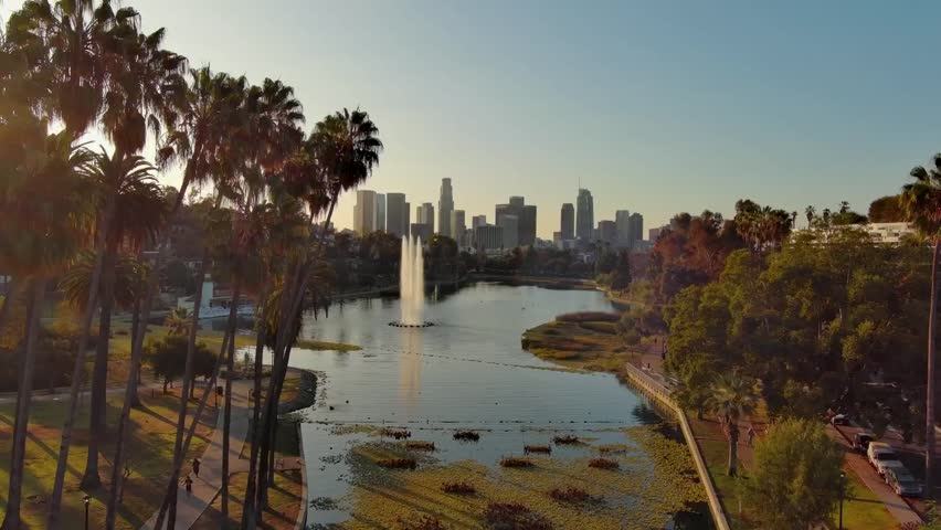 los angeles aerial landscape, city view drone camera