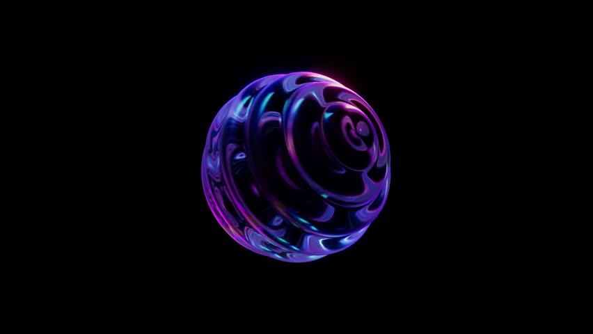 Neon Rotating Glass Object Looped Animation. 3D Illustration