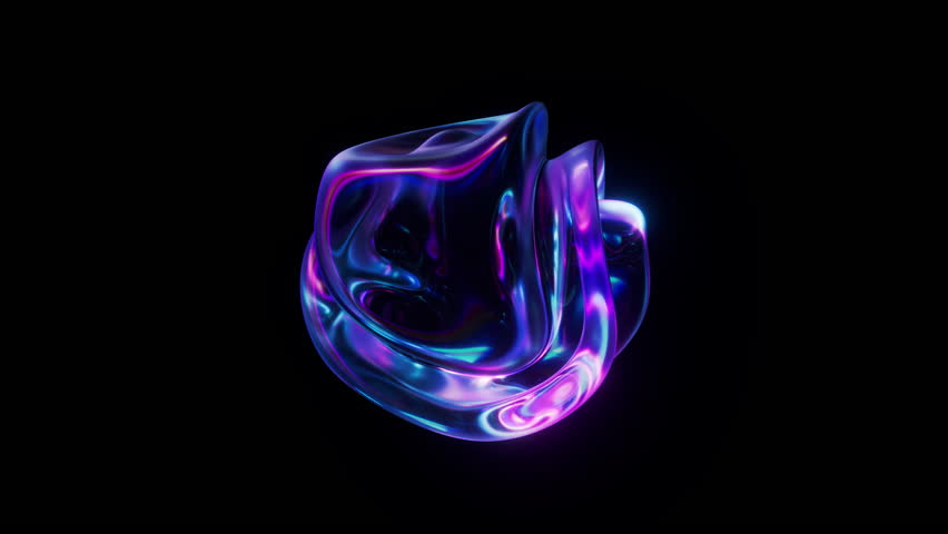 Abstract Glass Object With Refractions Looped Animation. 3D Illustration