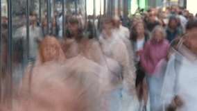 People crowd walk city street time lapse. Lots of busy pedestrians hurry up home, work timelapse. Metropolis rush hour. Life transience concept. Fast urban road. Many citizen run, stroll public place. - Powered by Shutterstock - Get 15% off with code: PIKWIZARD15