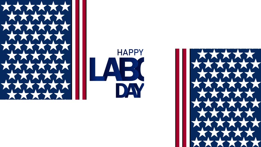 Happy Labor Day white background 4K Animation with shape and typography.