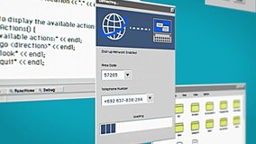 Nostalgic Process of Connecting to the Internet via Dial-up Modem on a Computer. Retro Interface Elements and Loading Animations on Screen. Tech Journey to the Early Days of Online Connectivity - Powered by Shutterstock - Get 15% off with code: PIKWIZARD15