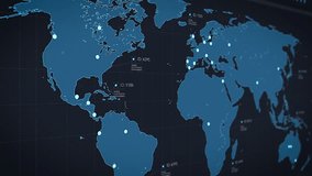 World Map Logistics Software with Real-time Data Points and Connections, Optimizing Global Supply Chain Efficiency. Internet App Visualizing Routes, Tracking Shipments and Gives Operational Insights - Powered by Shutterstock - Get 15% off with code: PIKWIZARD15