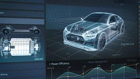 Digital Visualization with a Concept Car 3D Blueprint Developing into Finished Futuristic EV Concept in an Engineering Software. Eco-Friendly Prototype of an Electric Vehicle on Computer Screen - Powered by Shutterstock - Get 15% off with code: PIKWIZARD15