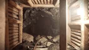 Travelling in an old, abandoned mineshaft, lights turning on, 3D animation - Powered by Shutterstock - Get 15% off with code: PIKWIZARD15
