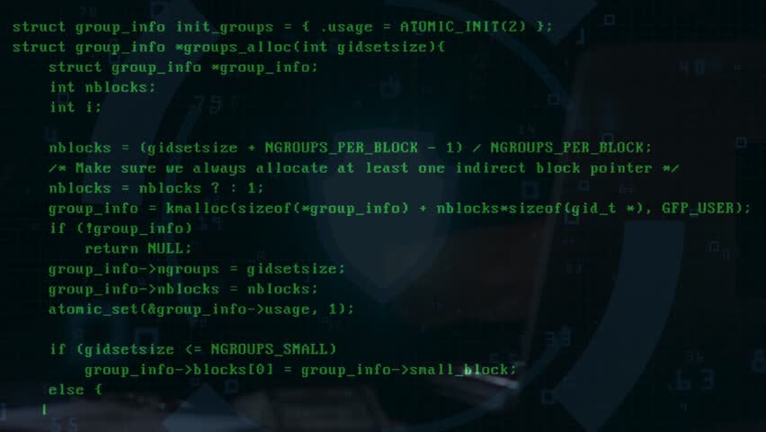 Hacking code being typed onto laptop screen