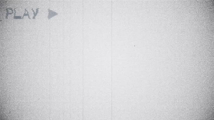 Play symbol appears over a light grey screen showing horizontal colored lines of interference and digital video distortion. Suggesting a corrupted file or transmission error.